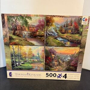 Thomas Kinkade's Painter of Light "4-in-1" 500 Piece Jigsaw Puzzles- NEW